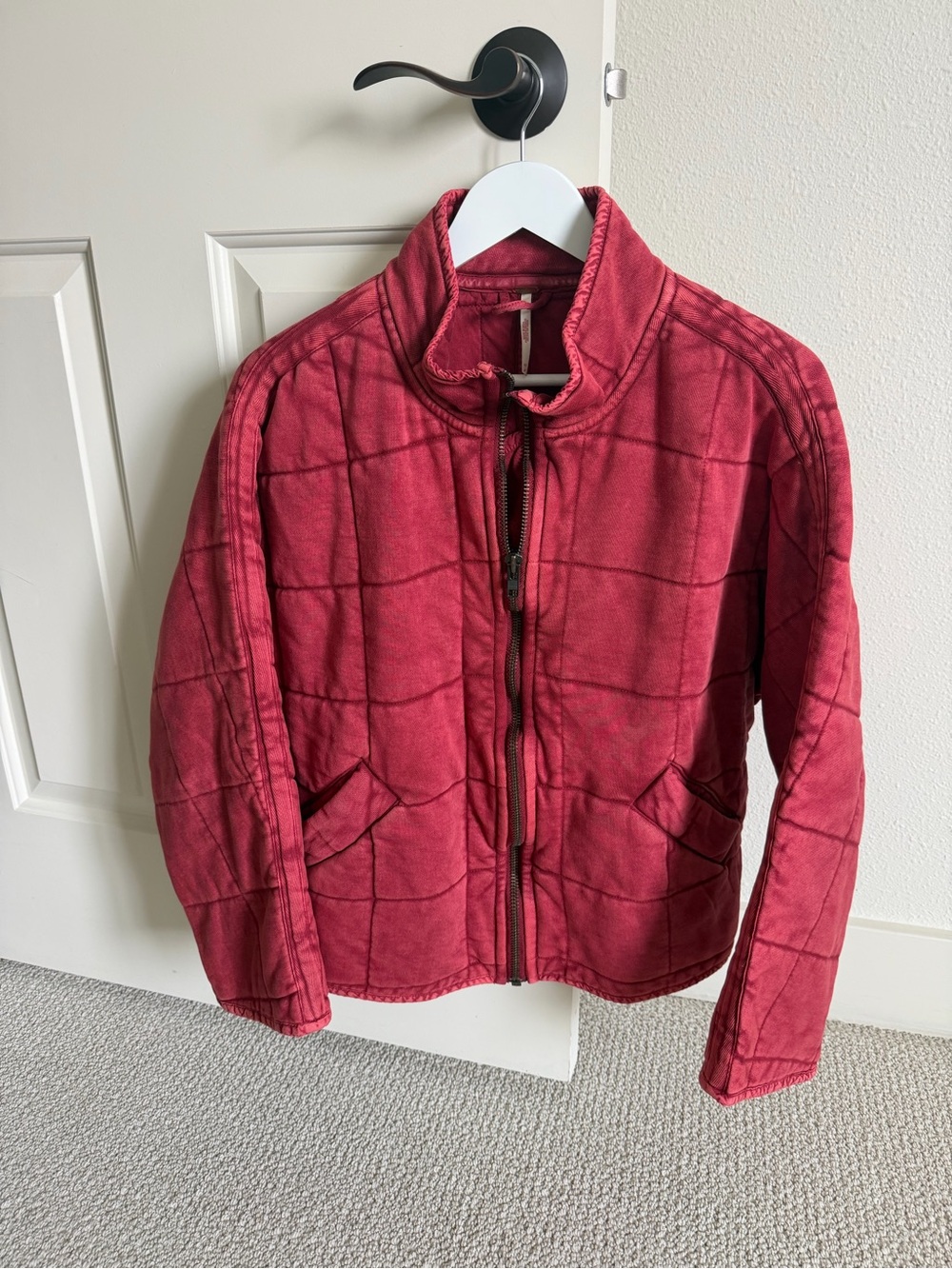 Women’s Free People Dolman Quilted Red Zip-Up Jacket